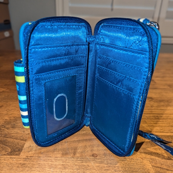 Vera Bradley Blue with Green Stripes Wallet Wristlet - Picture 4 of 9